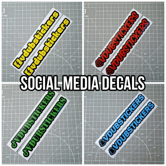 2pk Social Media Decals - Two Tone - Max 3cm tall.